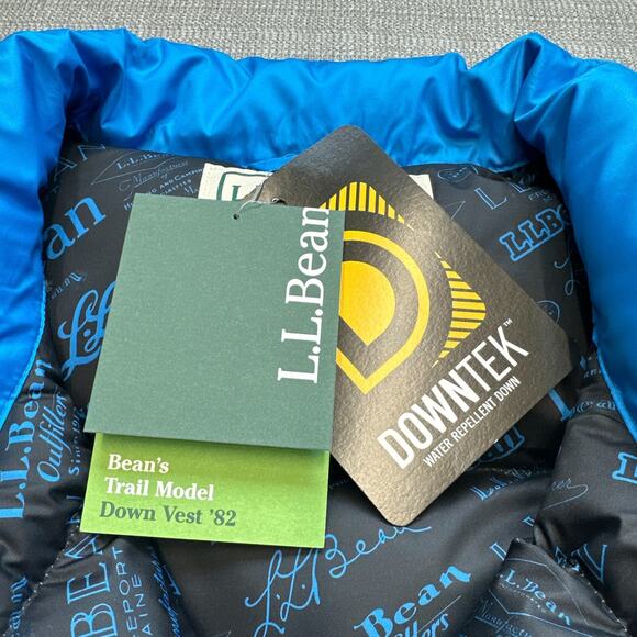 LL Bean Vest Men XL Trail Model Down '82 Blue Snap Up Puffer New with Tags - Picture 4 of 10